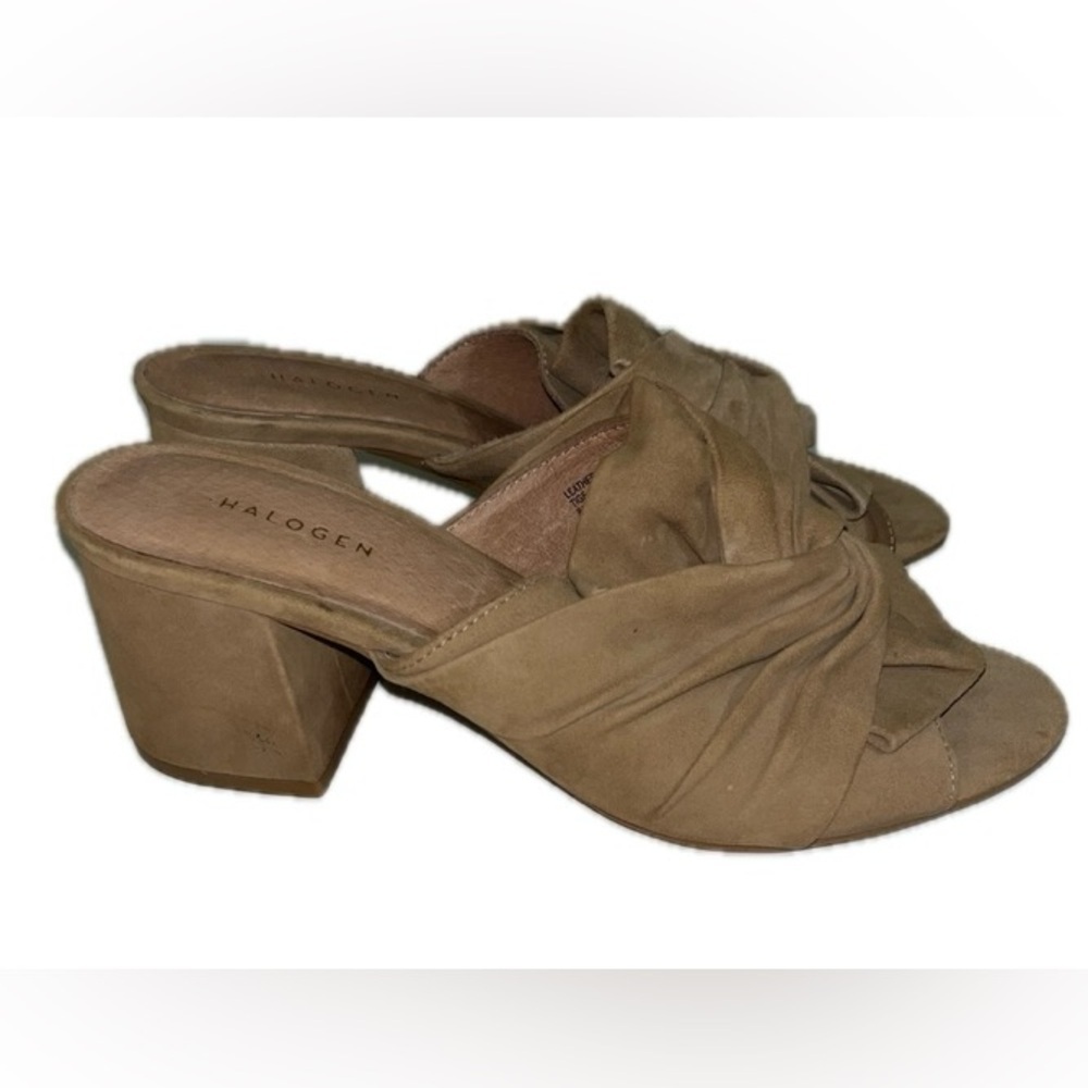 Halogen Womens Size 7M Suede Farrah Knot Top Slide Mule Sandal